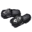 Punk Fur Metal Decor Round Toe Sandals 22823 - TUZZUT Qatar Online Shopping