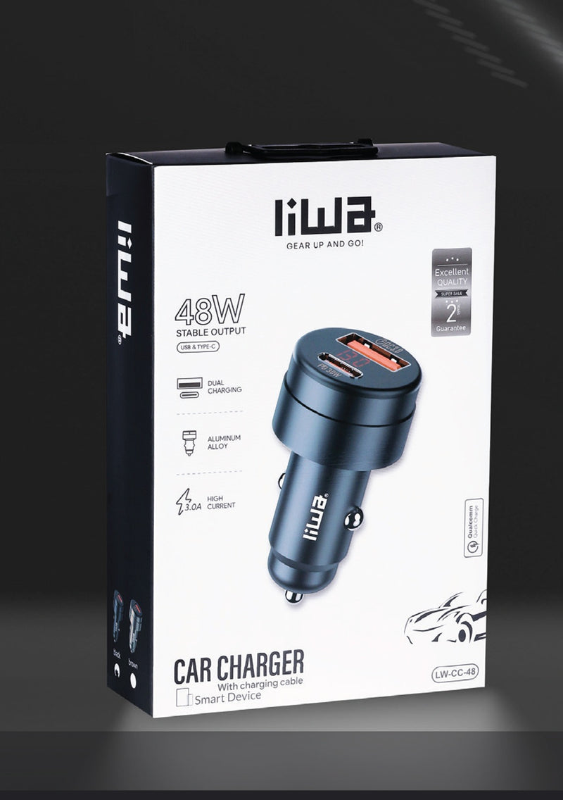 Liwa PD Car Adapter 48W /USB / C+Lightning /LW-CC-48 - TUZZUT Qatar Online Shopping