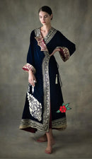 Vintage Velvet Maxi Kaftan Dress: Sexy V-Neck Batwing Sleeve High-Waisted Tunic   7001433 - TUZZUT Qatar Online Shopping