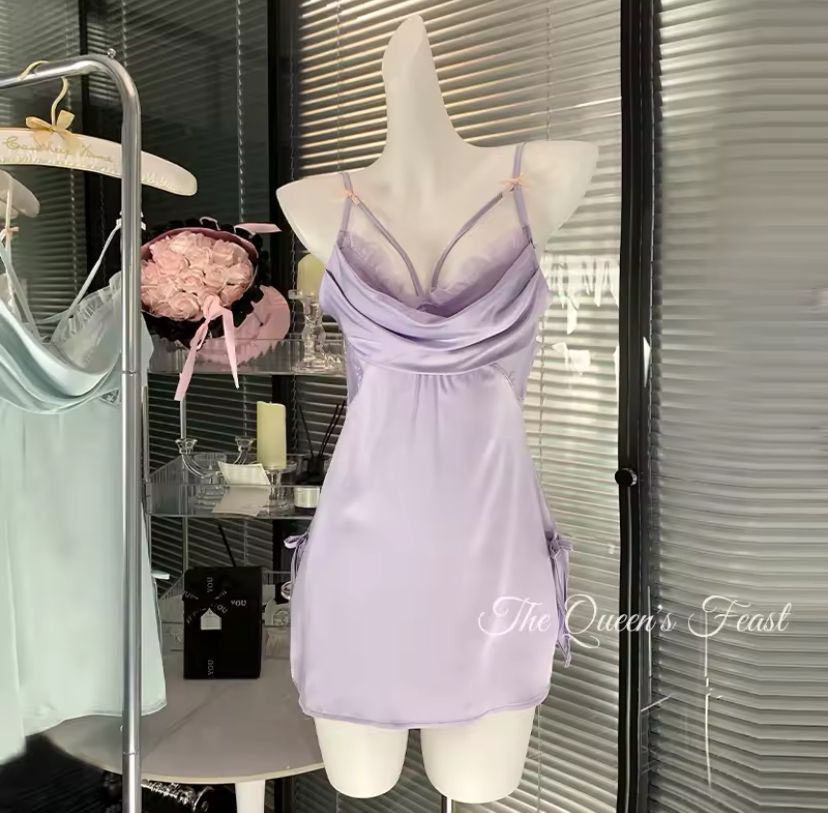 Women's Purple Nightgown Sleepwear Mini Nightdress Women's Purple Nightgown Sleepwear Mini Nightdress