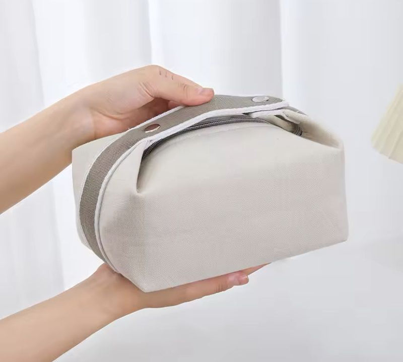 New Fashion Portable White Square Handbag, Canvas Makeup Bag With Zipper S5122499 - TUZZUT Qatar Online Shopping