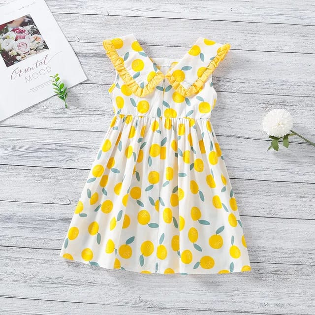 Super Summer Clothes For Baby Girl  Sleeveless Lemon Cartoon Dress Toddler Girls Birthday Party Outfits Dresses 2-3Y X3190853