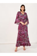 Styli Paisley Print Bell Sleeves A-Line Maxi Dress TS2345 - TUZZUT Qatar Online Shopping