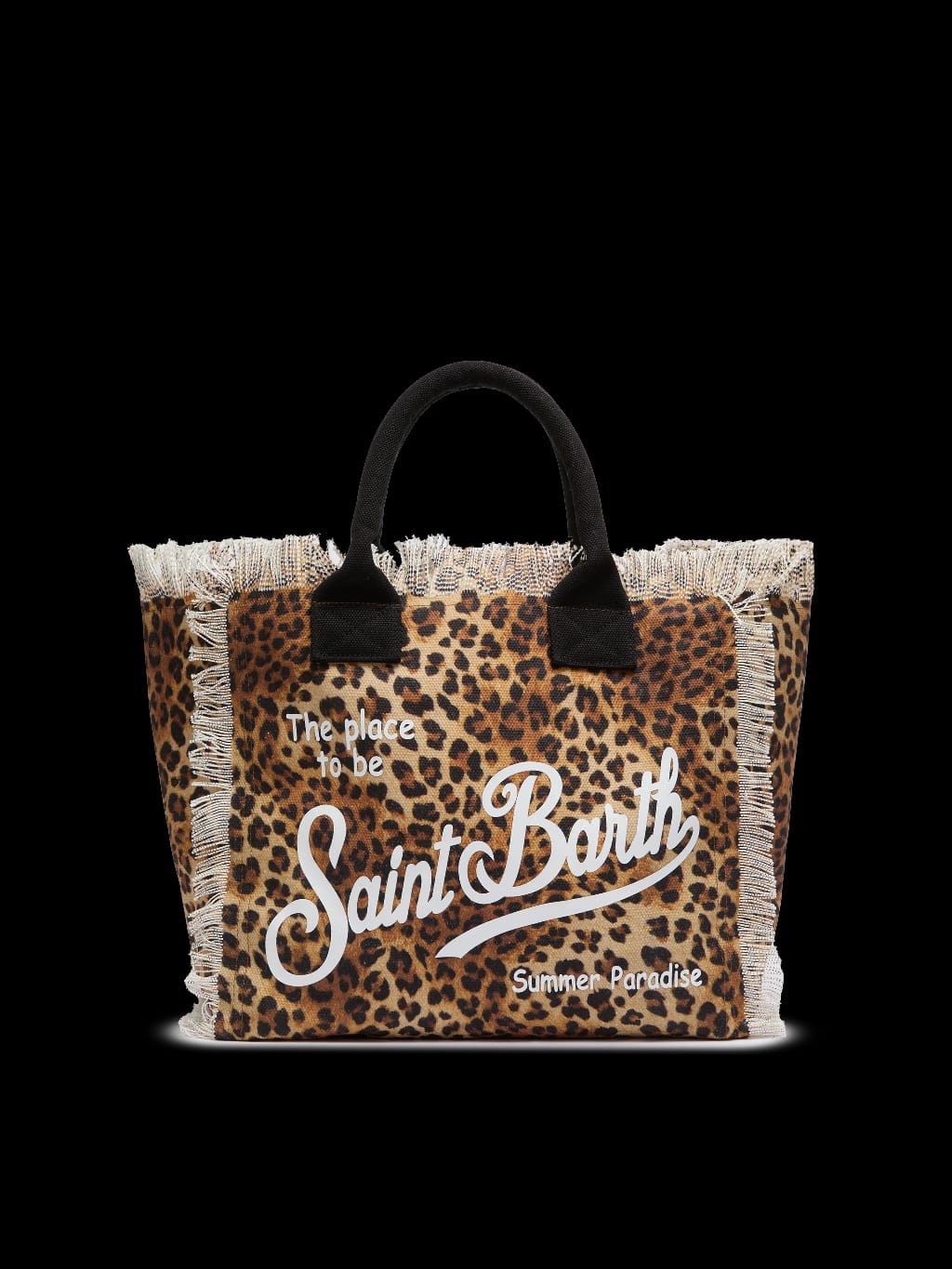Cotton Canvas Vanity Tote Bag with Leopard Print MC2 Cotton Canvas Vanity Tote Bag with Leopard Print MC2
