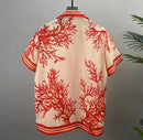 Spring Contrast Color Casual Short Sleeve Button Down Hawaiian Shirt Hip Hop Plant Print Beach Shirts Men Harajuku   S4998594 - TUZZUT Qatar Online Shopping