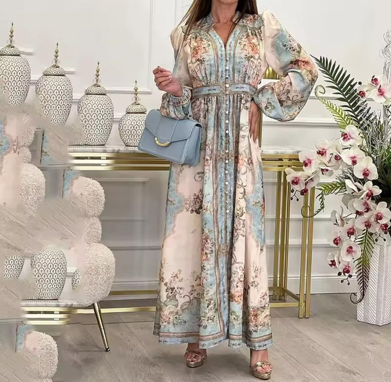 Women's Elegant Retro Printed Long Sleeve Dress   1688509 - TUZZUT Qatar Online Shopping