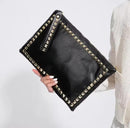 Leather Rivet Black Envelope Female Shoulder Bags S4354524 - TUZZUT Qatar Online Shopping