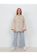 Contrast Trim Jacket With Matching Scarf 53923 - TUZZUT Qatar Online Shopping