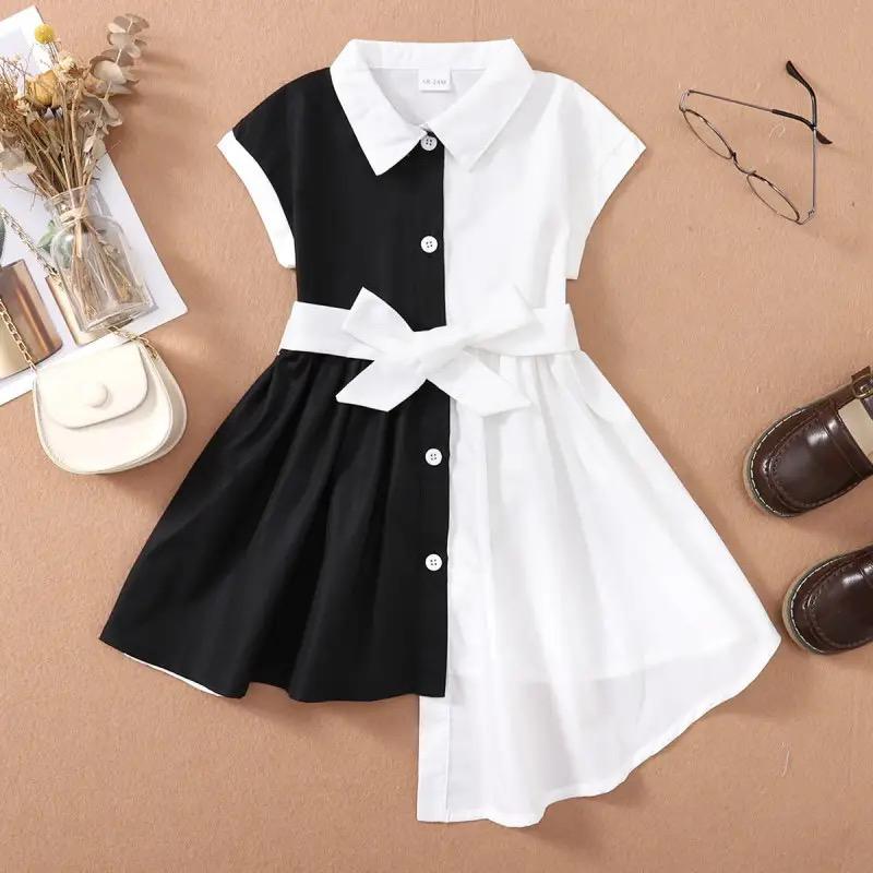 Toddler Kids Baby Girl Dress Summer Simple Solid Color Short Sleeve 20422171 - Tuzzut.com Qatar Online Shopping