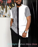 2 Piece Set, Men's Formal Outfit, Short Sleeve T-shirt and Pants, 3D Printed Plaid, Plus Size, Walking Suit Design, Summer     S082810 - TUZZUT Qatar Online Shopping