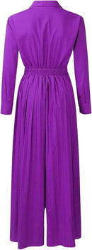 Women's Jumpsuit High Waist Long Sleeve Green Deep V Neck Luxury French Long Large Small Dress   B38401 - TUZZUT Qatar Online Shopping