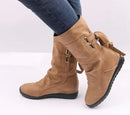 Women's  Boots Mid Height Lace-Up Motorcycle Mid- Boots Heel Shoes  978215 (38) - TUZZUT Qatar Online Shopping