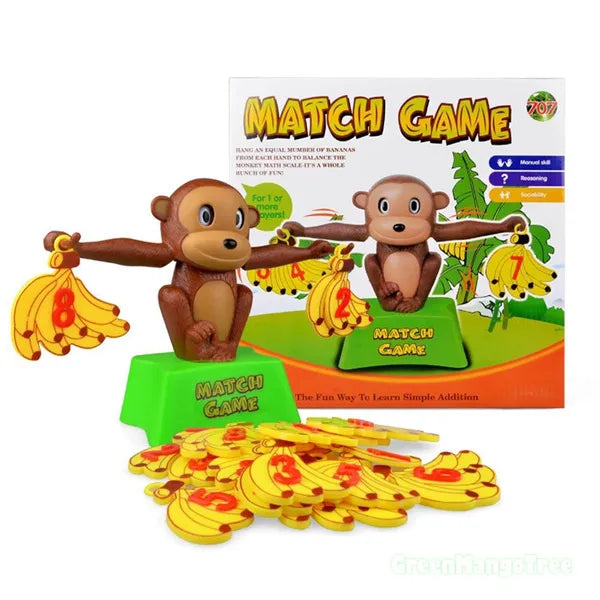 Match Game Funny Cute Monkey Bananas Numbers Balance Educational Safety Plastic Toy S4410080