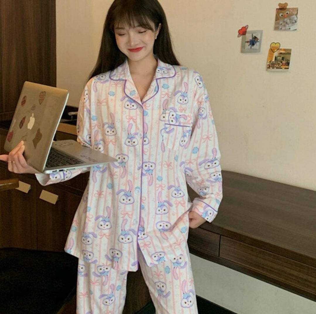 Kawaii Cartoon Japanese My Melody Cinnamoroll Pajamas Female Winter Coral Velvet Long-Sleeved Two-Piece Suit X4159082 Kawaii Cartoon Japanese My Melody Cinnamoroll Pajamas Female Winter Coral Velvet Long-Sleeved Two-Piece Suit X4159082
