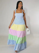 Women's Summer Dress Maxi Dresses Vacation Tie Straps Square Neck Party Long Dress    404000 - TUZZUT Qatar Online Shopping