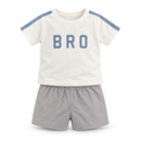 Baby Boy Cream “BRO” T-Shirt & Grey Shorts Set 1469153 - 6–9 M