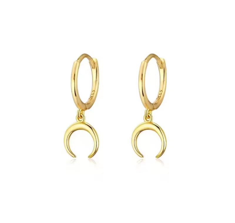 Fashion Daily Stainless Steel Gold Glossy Moon Earrings S 4472473 - TUZZUT Qatar Online Shopping