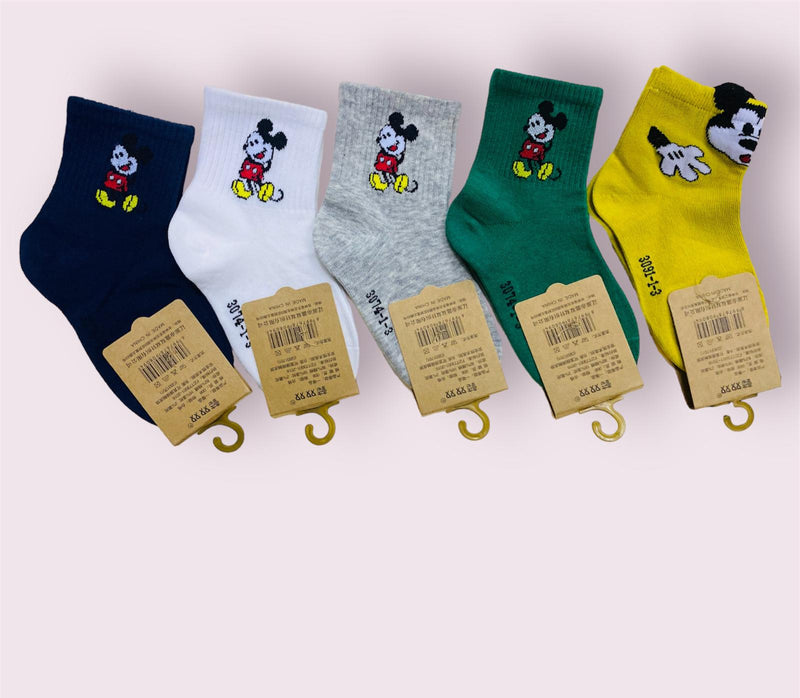 5 Pairs/Lot Disney Kids Socks Mickey Minnie Infant Girls Boys Toddler Children's Socks X4663962 - Tuzzut.com Qatar Online Shopping