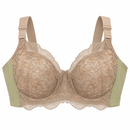 Women's Beige Floral Lace Bra with Sage Side Panels 57gyBy - Size 38/85 BC