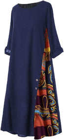 Sleeve Side Printed Loose Long Dress 85473 - TUZZUT Qatar Online Shopping