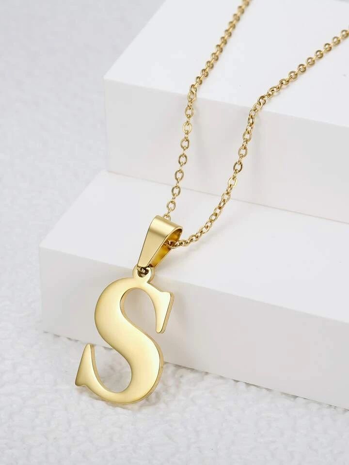 Letter Charm Necklace And Letter Stud Earrings Set S 4606034 - Tuzzut.com Qatar Online Shopping