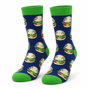 1Pair Men Navy Burger-Pattern Crew Socks S3359396
