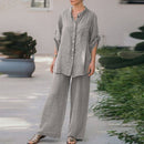 2 Pcs Women's Long Sleeve Solid Color Pants Set 2XL 437330 - TUZZUT Qatar Online Shopping