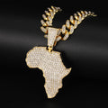 Hip hop big cuban chain with alloy and full CZ rhinestone map pendant necklace - Tuzzut.com Qatar Online Shopping