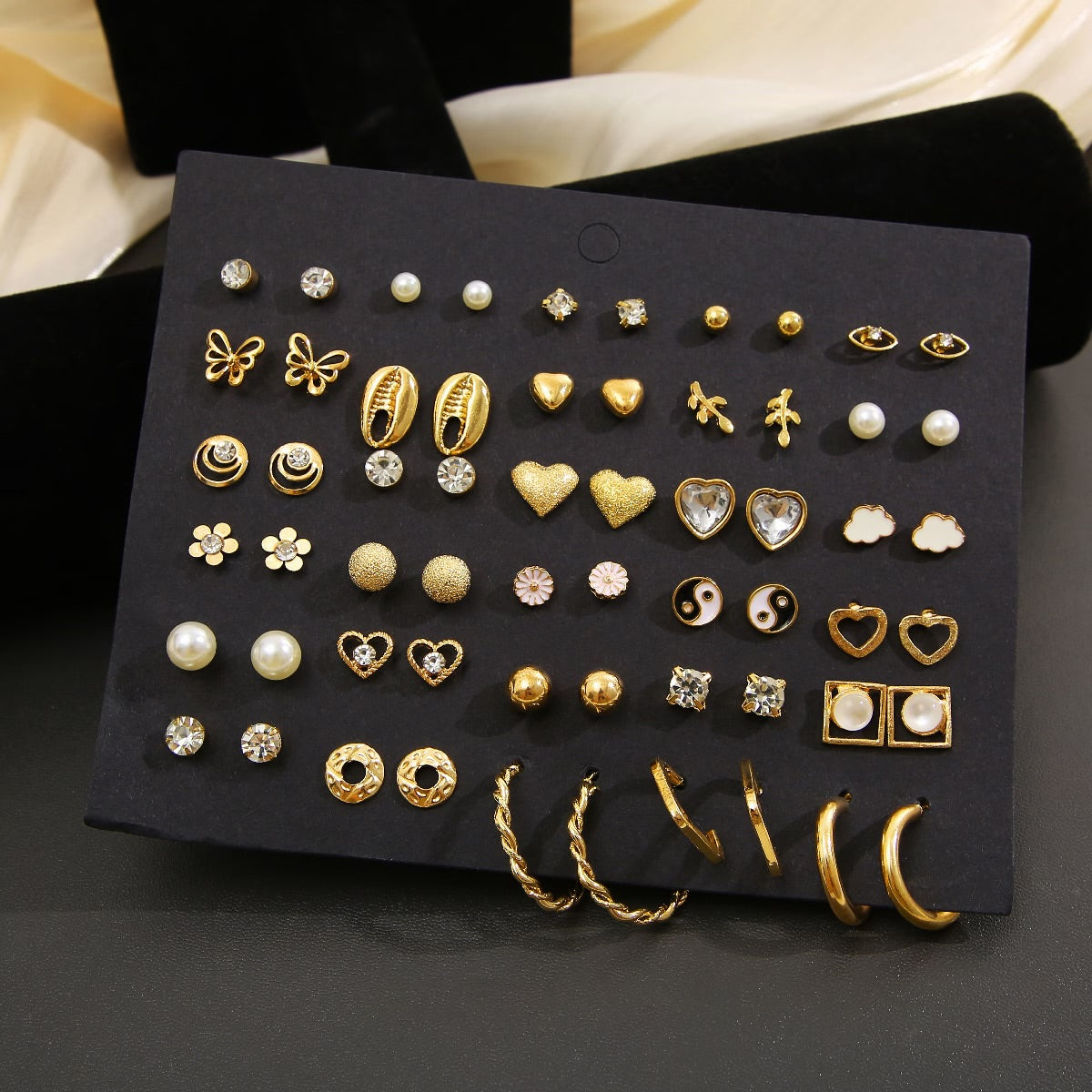 30pcs Rhinestone Decor Stud Earrings 434279 30pcs Rhinestone Decor Stud Earrings 434279