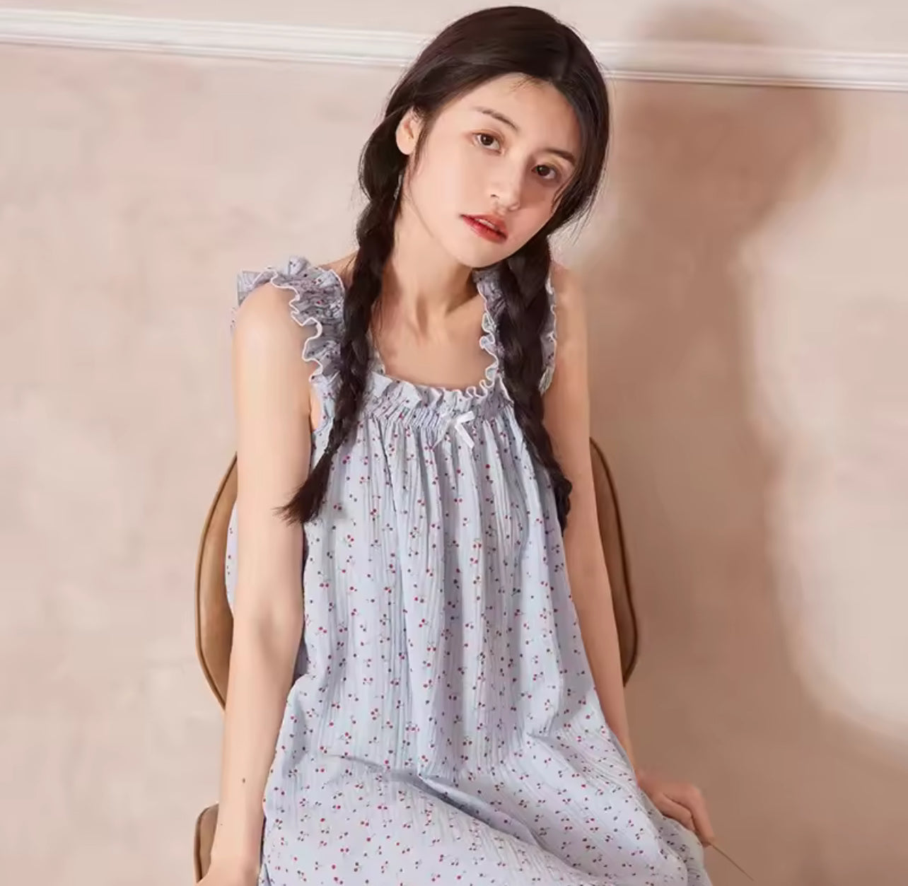 Spring Summer Sweet Pure Cotton Nightdress Women 1571125 Spring Summer Sweet Pure Cotton Nightdress Women 1571125