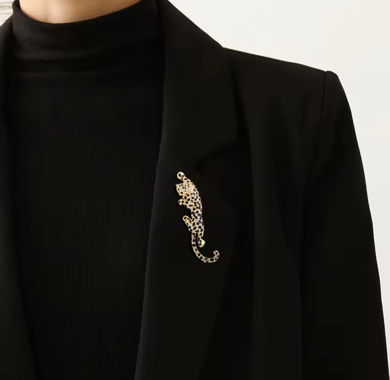 Large Vintage Rhinestone & Enamel PANTHER Cat Pendant Brooch Pin 4"  S4924347 - TUZZUT Qatar Online Shopping