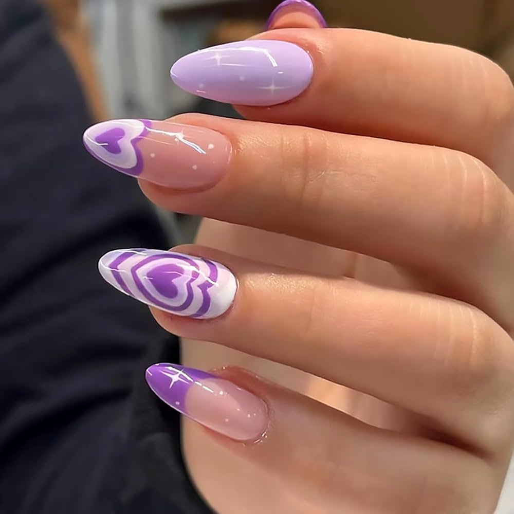 24pcs Purple French tip press-on nails Removable Fake Nails 439305 24pcs Purple French tip press-on nails Removable Fake Nails 439305