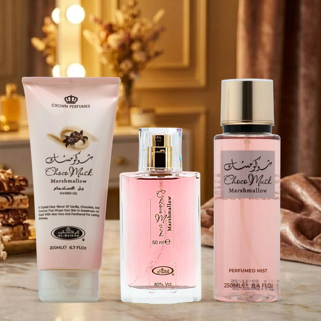 Choco Musk Marshmallow 3-Piece Perfume Gift Set by Al Rehab Choco Musk Marshmallow 3-Piece Perfume Gift Set by Al Rehab