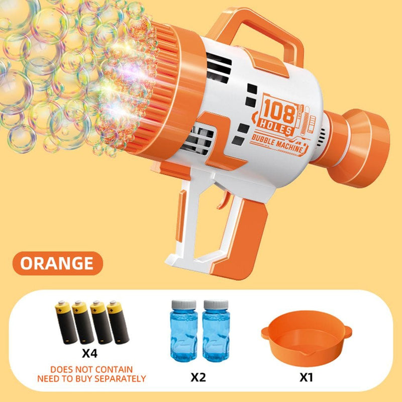 108 Holes Bubble Machine Gun Battery Operated with Light - Bubble Maker for Kids Indoor & Outdoor - Tuzzut.com Qatar Online Shopping