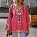 ZANZEA Stylish Shirts Women Bohemian Floral Printed Blouse Spring V Neck Long Sleeve Tops Casual Holiday Blusas Chemise S3162964 - Tuzzut.com Qatar Online Shopping