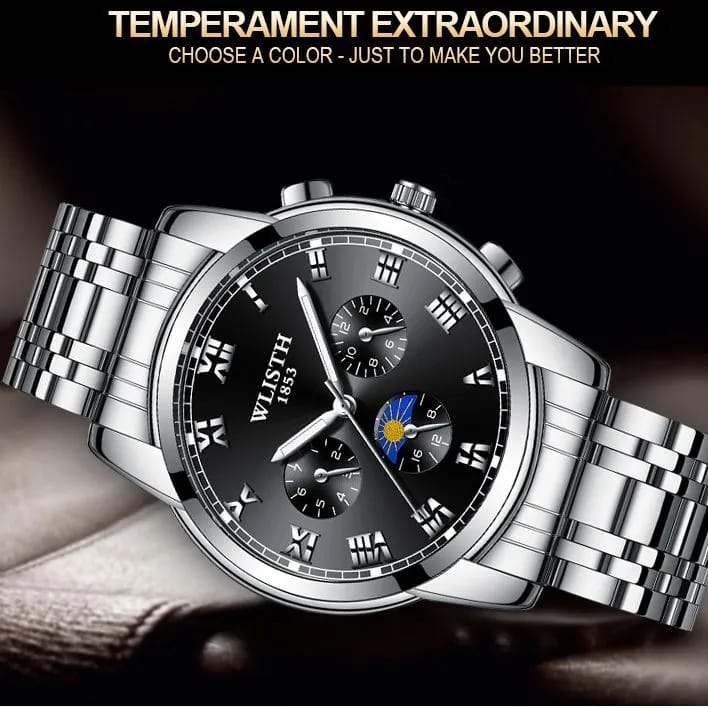 WLISTH Fashion Steel Band Business Waterproof Men's Watch Simple Luminous Sports Casual Men Wrist Watch Clock Relogio Masculino W154942