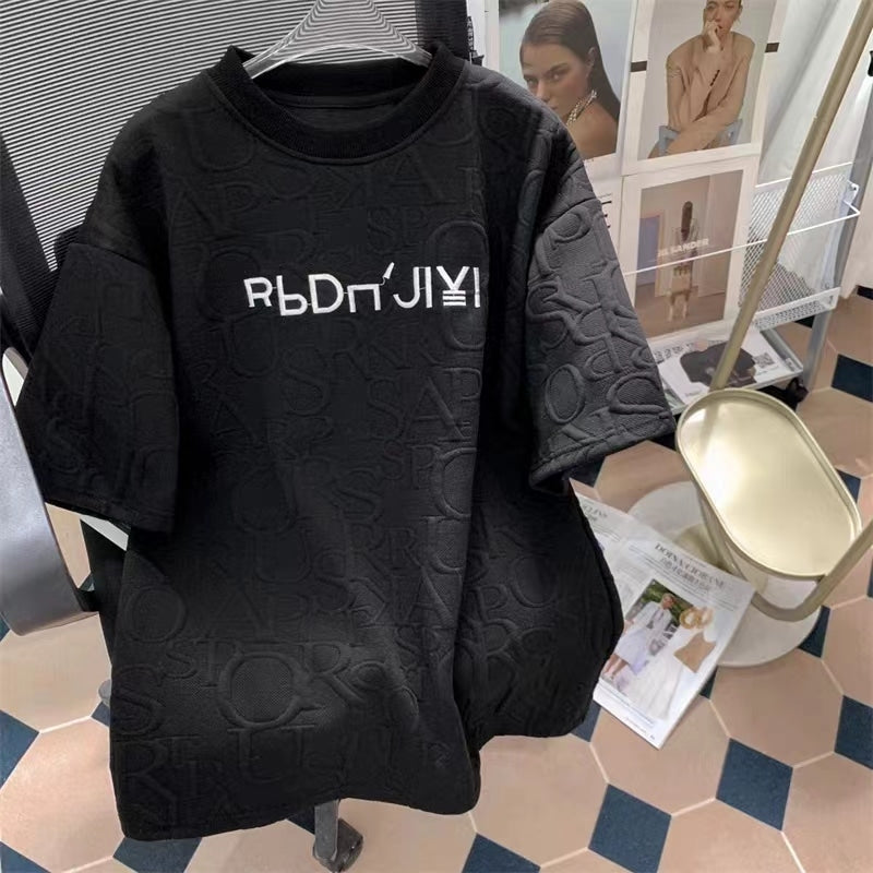 2 Pcs Women's Short Sleeve Letter/Number Shorts Set L 425598 2 Pcs Women's Short Sleeve Letter/Number Shorts Set L 425598