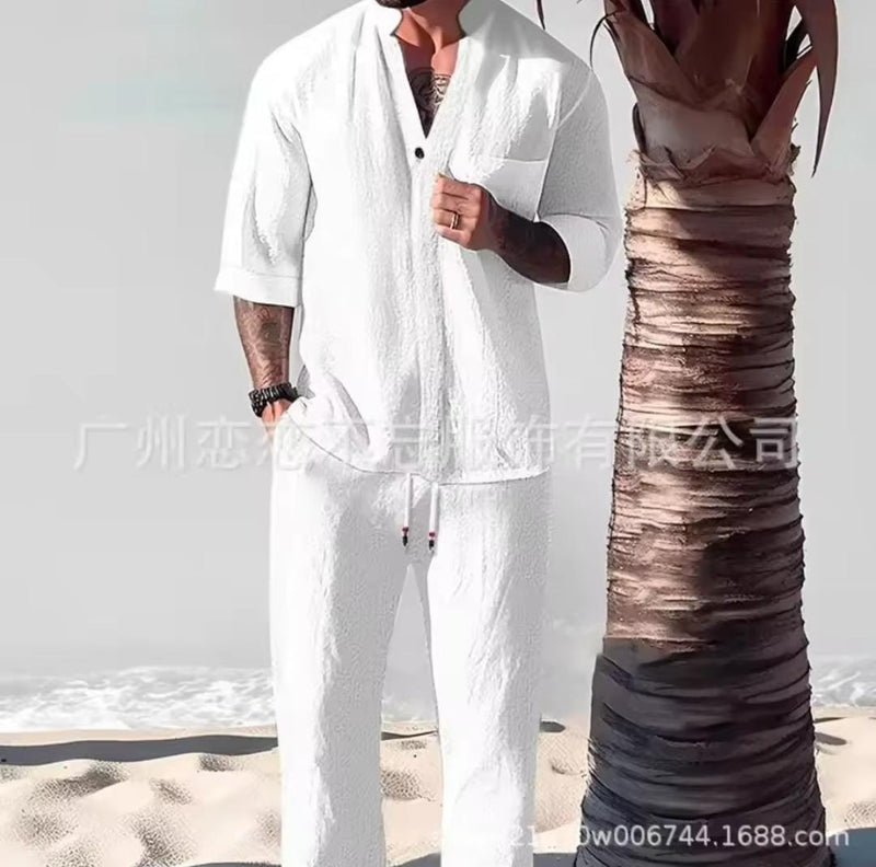 Men's 2 Piece Set Half Sleeve Pants Suits    X1637790 - TUZZUT Qatar Online Shopping