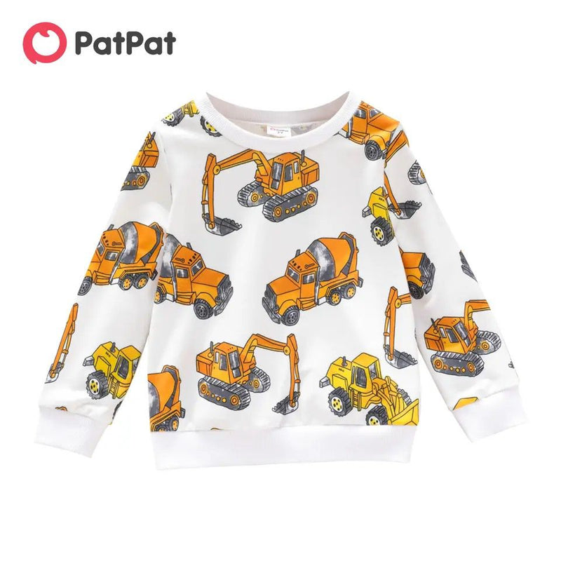 PatPat Toddler Boy Vehicle Excavator Print Pullover Sweatshirt 4-5 Years 20463877