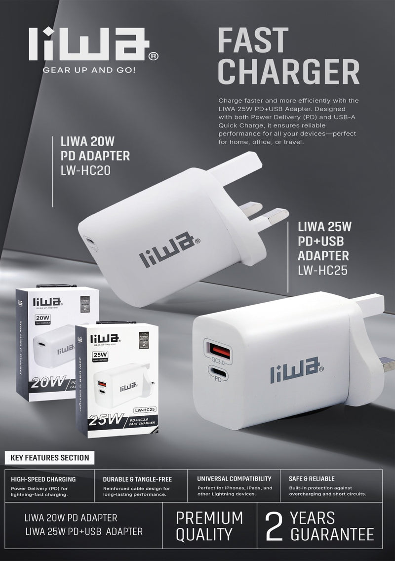 Liwa Fast Charger 25W / LW-HC25 - TUZZUT Qatar Online Shopping