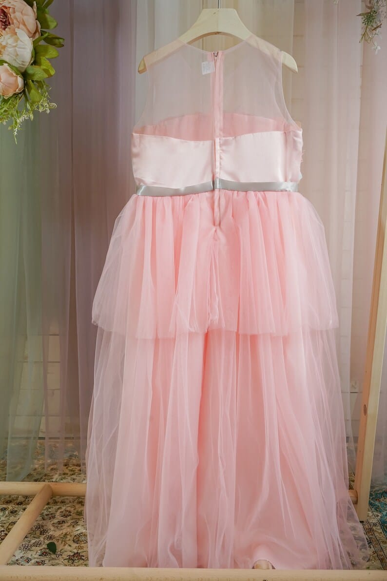 Tween Girl Formal Dress Featuring Satin Fabric, Mesh And 3D Flower Embellishments, Suitable For Hosting Evening Parties S4977378 Tween Girl Formal Dress Featuring Satin Fabric, Mesh And 3D Flower Embellishments, Suitable For Hosting Evening Parties S4977378