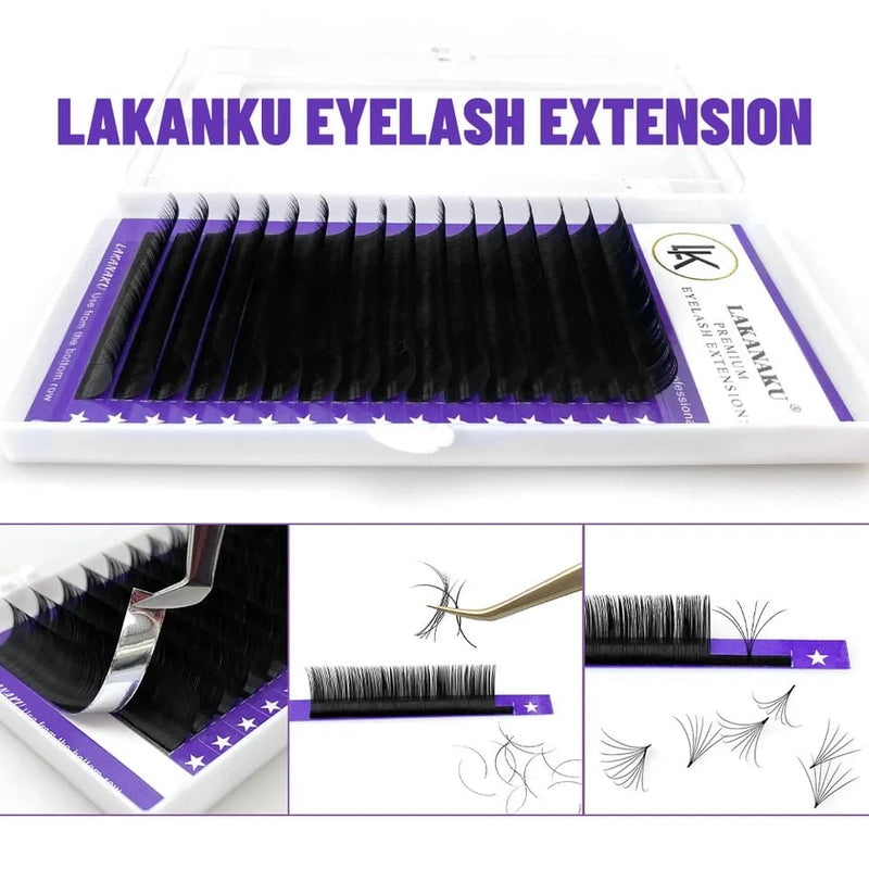 LAKANAKU Natural Premium Individual Volume Eyelash Extensions Handmade Mink Eyelash Private Label Makeup Individual Lashes S4055219 - Tuzzut.com Qatar Online Shopping