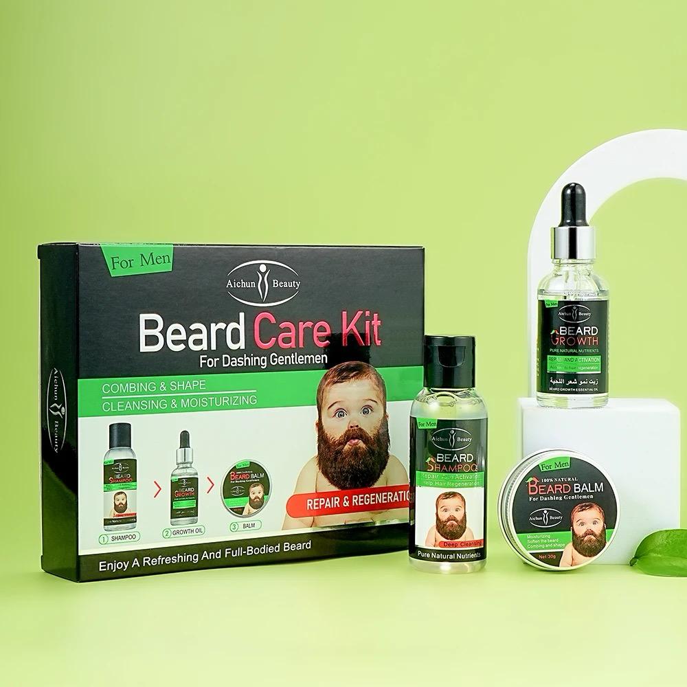Aichun Beauty Black Beard Grow Oil Set Promotes Growth & Repair Damaged Beard Clean Moisturizing Beard Care Kit for Men Aichun Beauty Black Beard Grow Oil Set Promotes Growth & Repair Damaged Beard Clean Moisturizing Beard Care Kit for Men