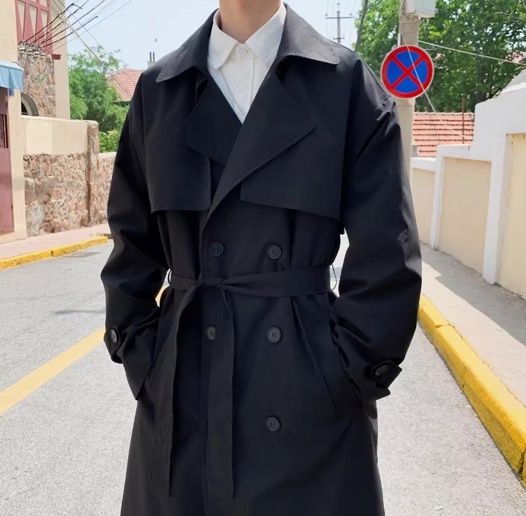 Spring Autumn Trench Coat Clothes Long Korean Fashion Double Breasted Windbreaker Student Loose Overcoat B-35321 Spring Autumn Trench Coat Clothes Long Korean Fashion Double Breasted Windbreaker Student Loose Overcoat B-35321