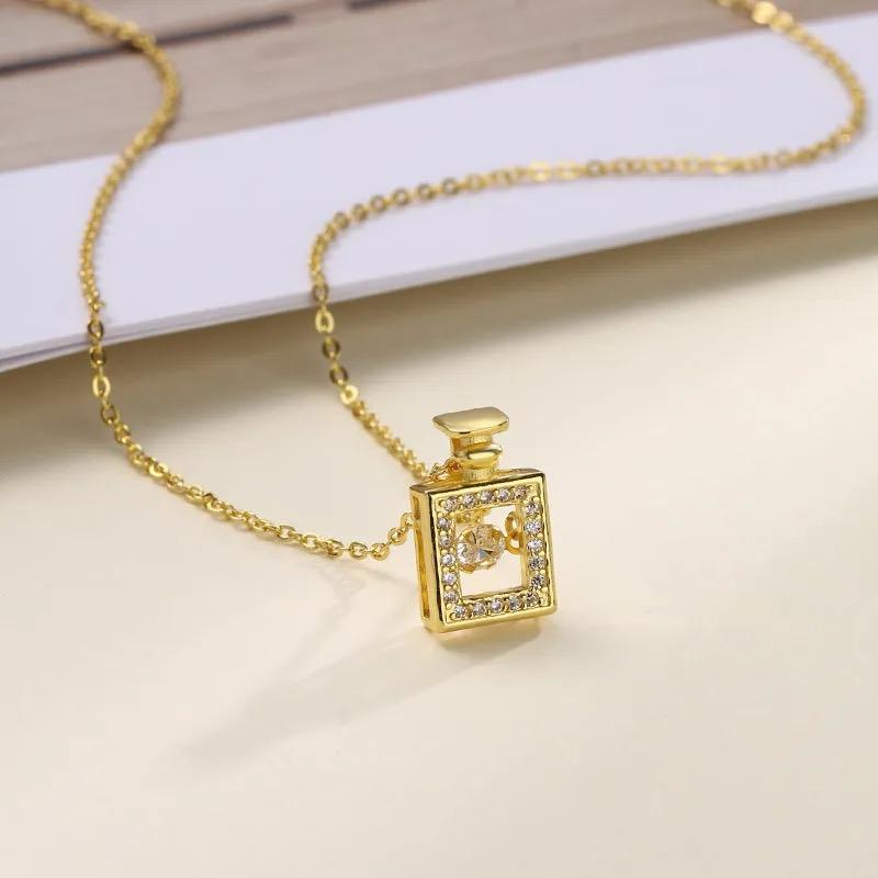 All-match New Moving Perfume Bottle Pendant Necklace Women's Trendy Stainless Steel Chains S4945509 - Tuzzut.com Qatar Online Shopping