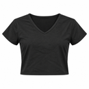 Women’s Black V-Neck Short-Sleeve Crop Top 395756 – Size Large