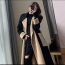 Women's Color Matching Double Breasted Mid-Length Winter Coat S4578965 2XL - TUZZUT Qatar Online Shopping