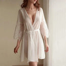 White Hot See Through lace Nightgown Women Sexy Loose Summer Patchwork Lingerie Dress Lace Sleepwear Sleepshirts Size S966700 - Tuzzut.com Qatar Online Shopping