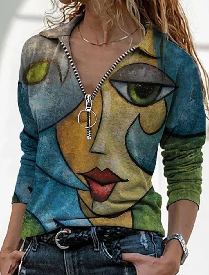 Women's T-shirt Casual V-neck Digital Printing Sexy Top S0706967 Women's T-shirt Casual V-neck Digital Printing Sexy Top S0706967