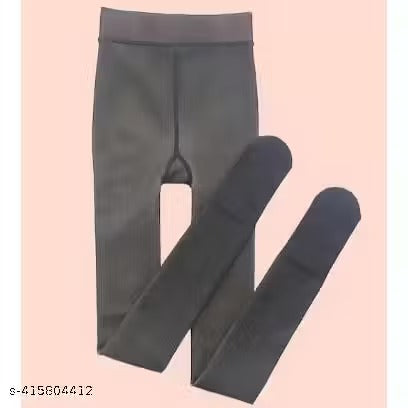 Women Thermal Fleece Dual Tone Tights Fake Translucent High Waist Winter  Leggings  27434 - TUZZUT Qatar Online Shopping